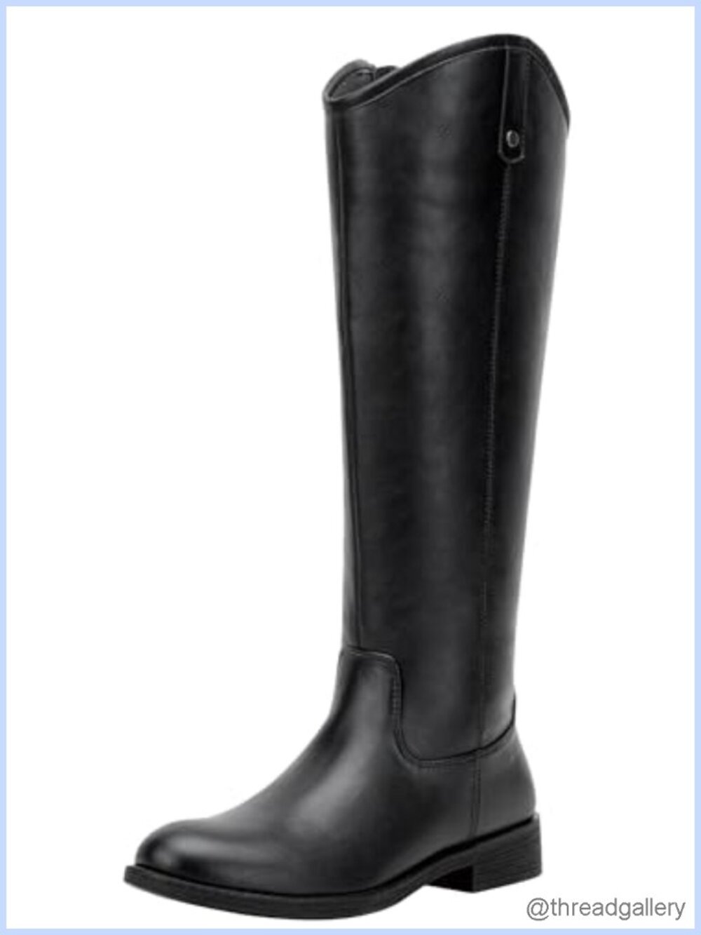 Wide Calf Knee High Boots Faux Leather Women's Low Heel Riding Boots